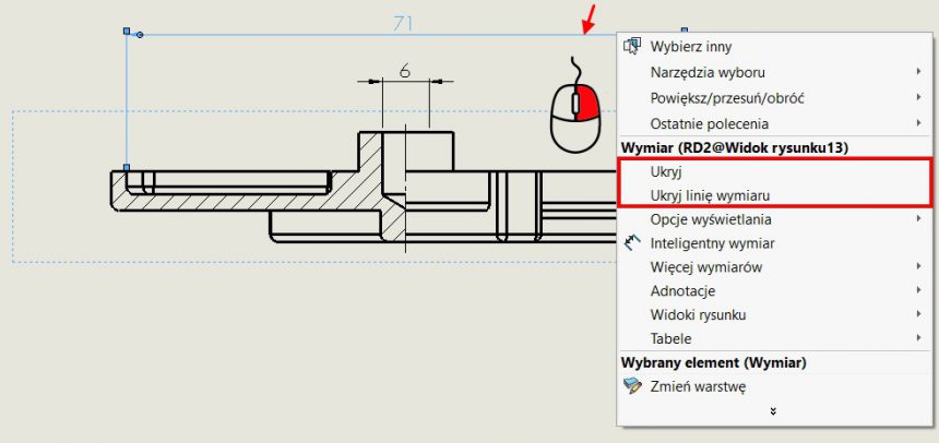 Wymiarowanie Rednic W P Widoku P Przekroju Solidworks Blog