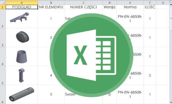 Miniaturka podglądu części w liście materiałów BOM Excel