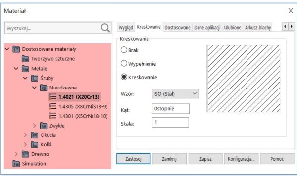 struktura materiałów solidworks