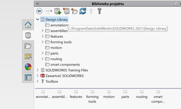 Brakujący folder biblioteki projektu Design Library