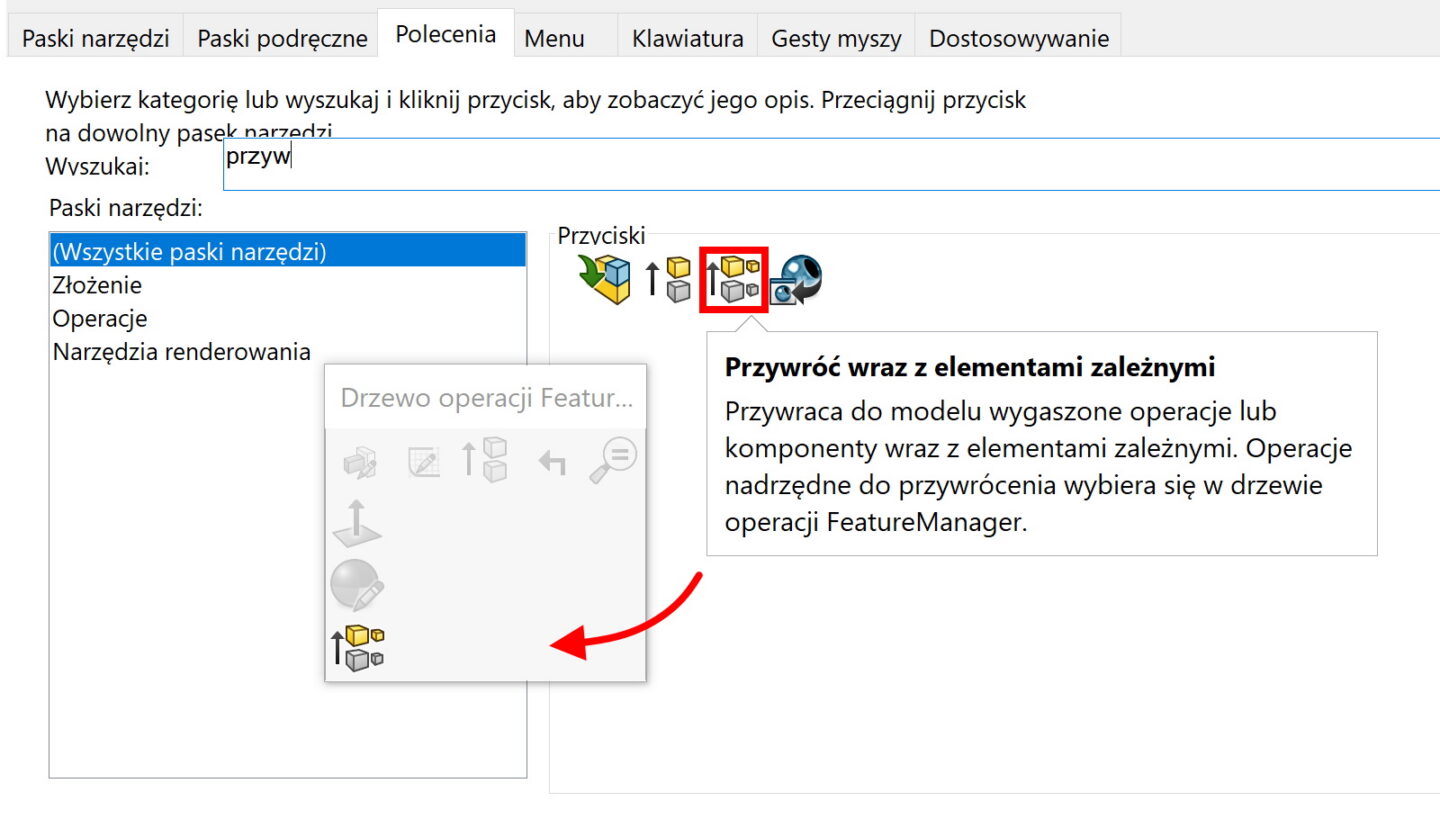 Przywróć z elementami zależnymi vs. przywróć