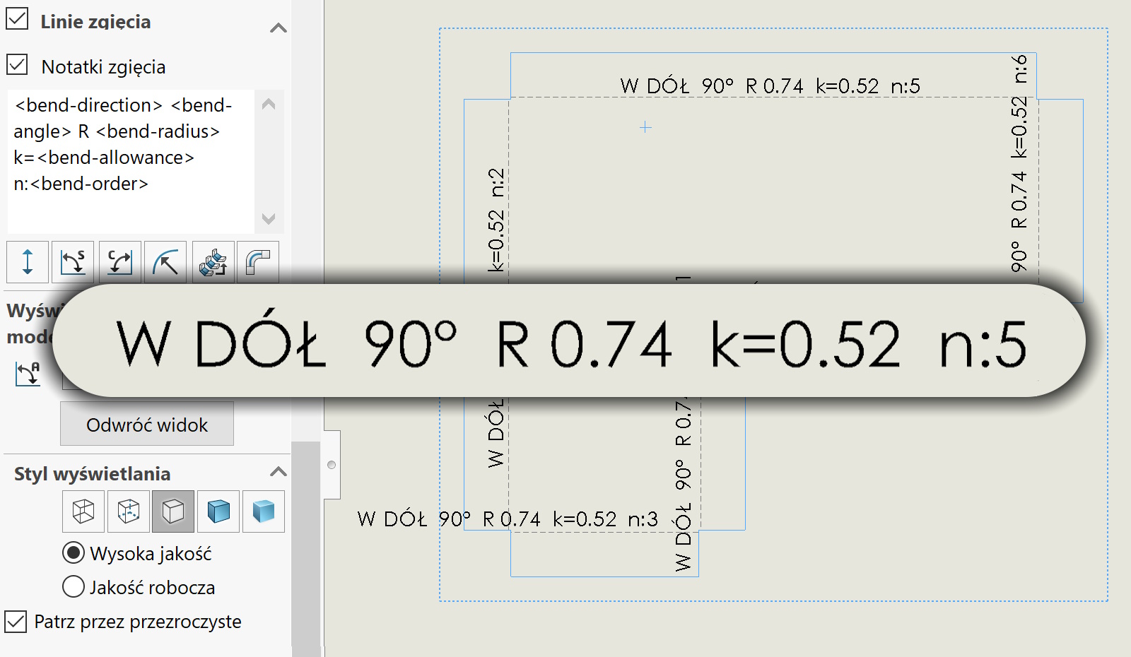 Customized display of sheet metal bending parameters - SOLIDWORKS BLOG