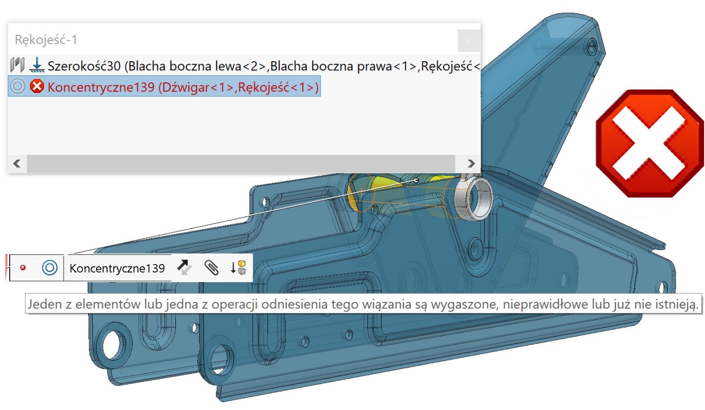 Automatyczne naprawianie błędnych wiązań w złożeniach