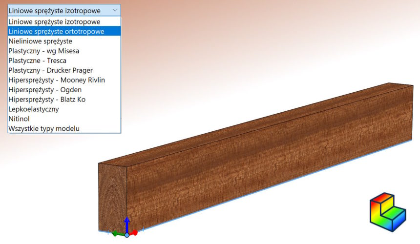 Definiowanie materiału ortotropowego w SOLIDWORKS