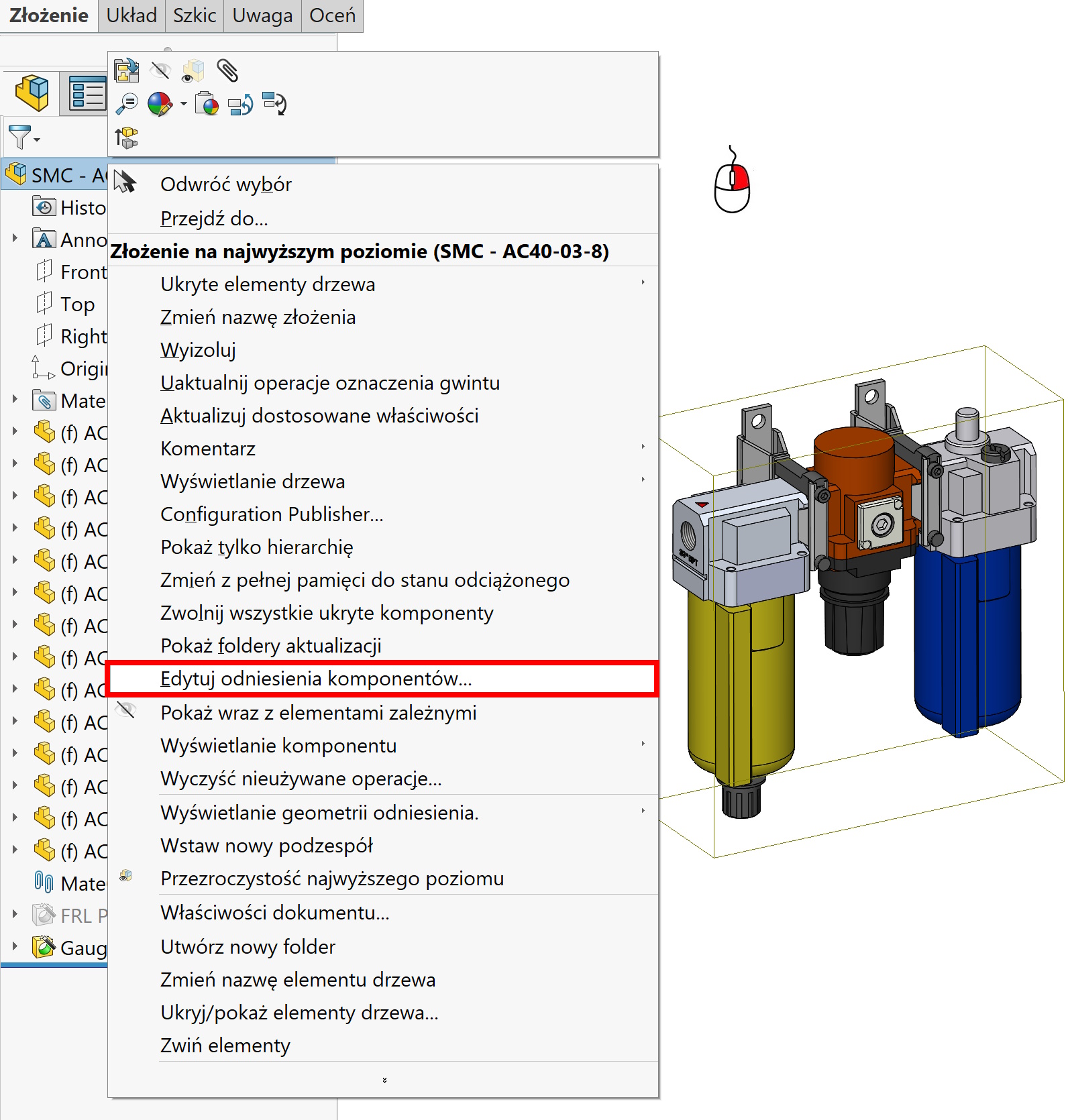 Changing the reference order of a component