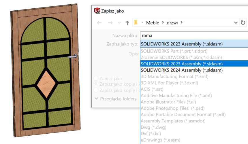 Niekompatybilne elementy – nie można zapisać w SOLIDWORKS