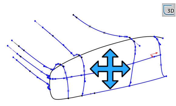 Manipulacja uchwytami szkicu 3D w trójwymiarze