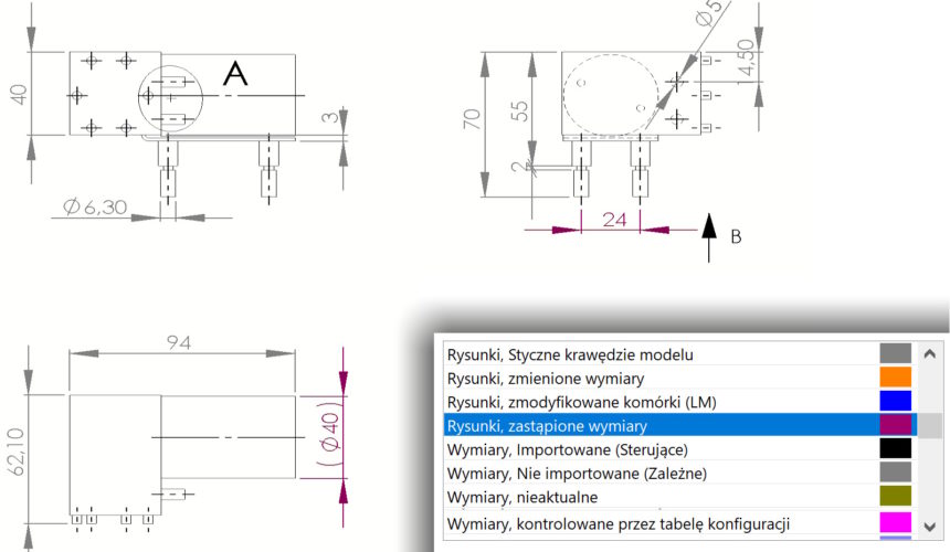 Łatwiejsza identyfikacja zastąpionych wymiarów na rysunku