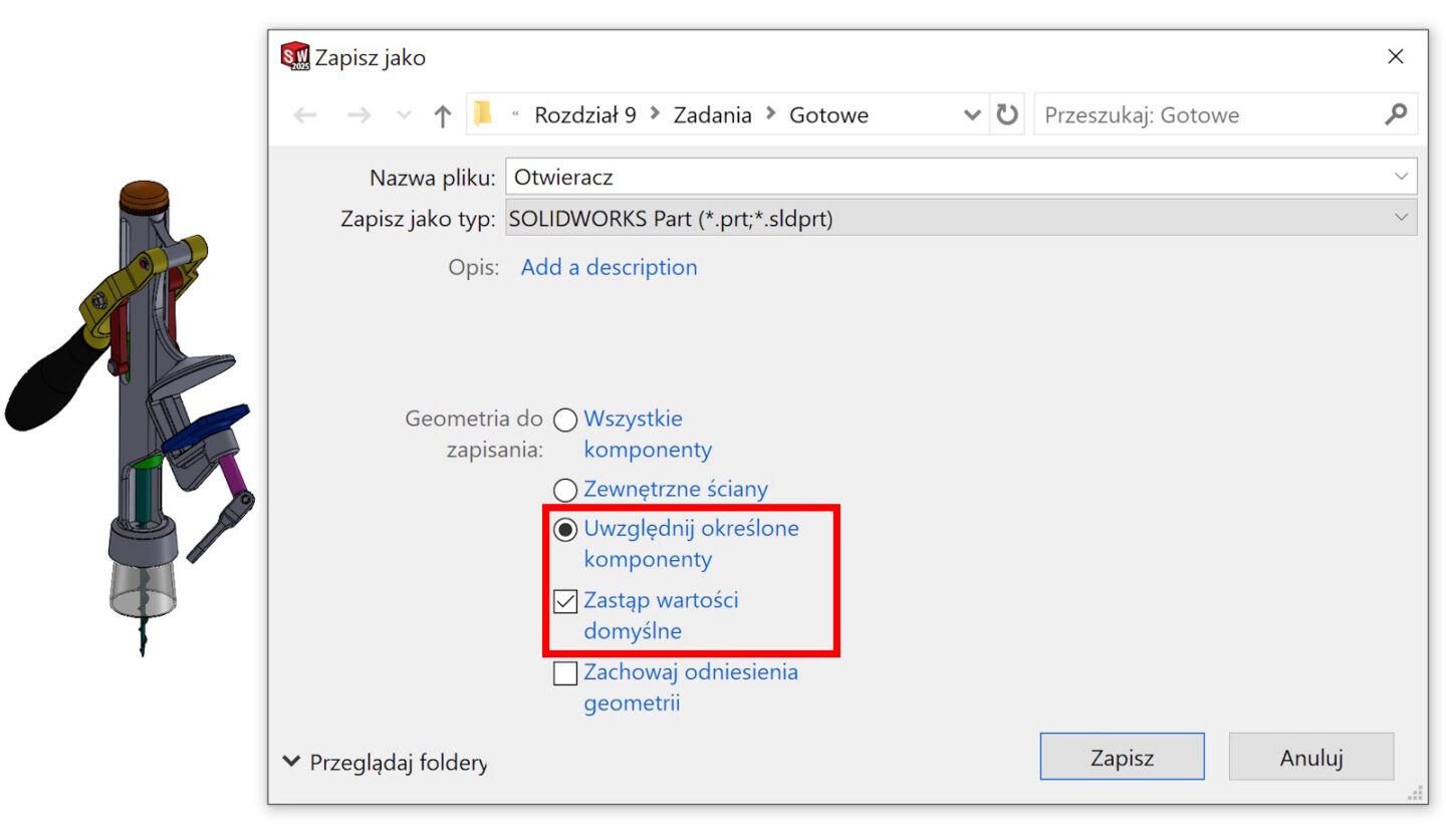 Zapisz złożenie jako część