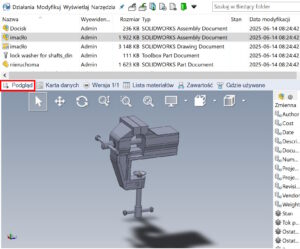 Podgląd solidworks pdm