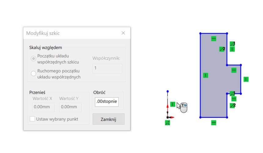 Ändra för rotation, glida och spegla skissen Modyfikuj do obracania, przesuwania i lustrowania szkicu