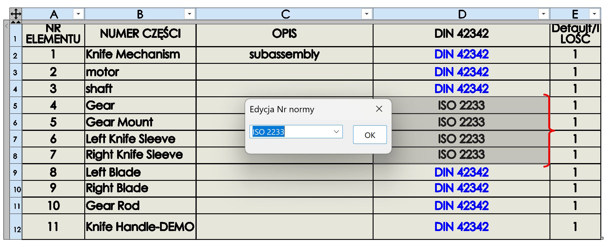 Edytuj wiele wartości właściwości
