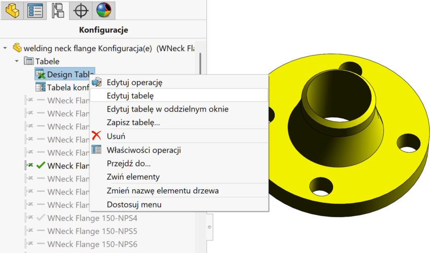 Czy chcesz przetłumaczyć nagłówki kolumn przed edytowaniem tabeli konfiguracji?