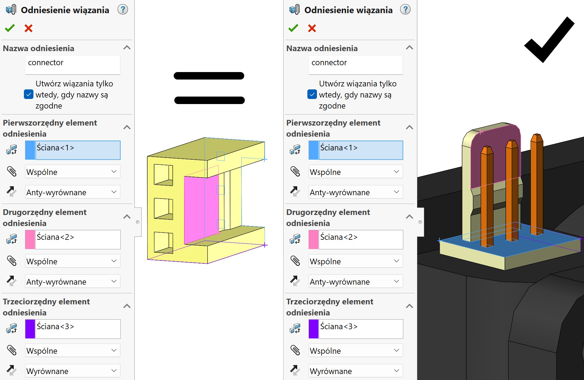  Utwórz wiązania tylko wtedy, gdy nazwy są zgodne