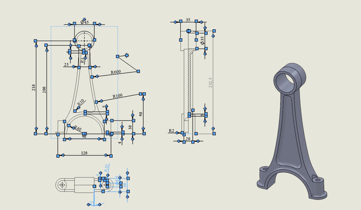 Zaznaczenie wszystkich wymiarów lub osi