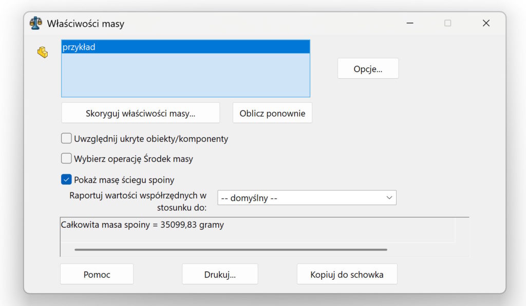 pokaż masę ściegu spoiny