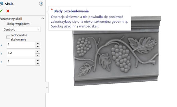 Rozciągnięcie importowanego elementu