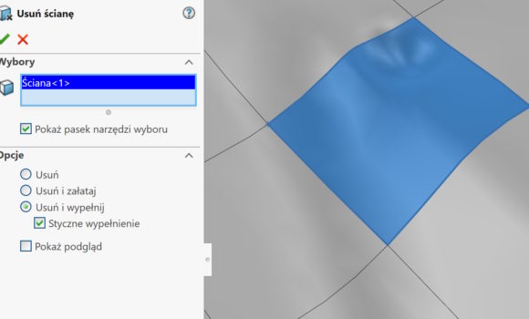 Naprawa lokalnego zniekształcenia w modelu powierzchniowym