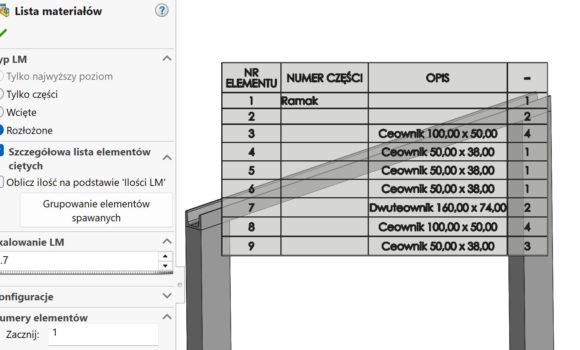 Grupowanie elementów spawanych w dokumentacji
