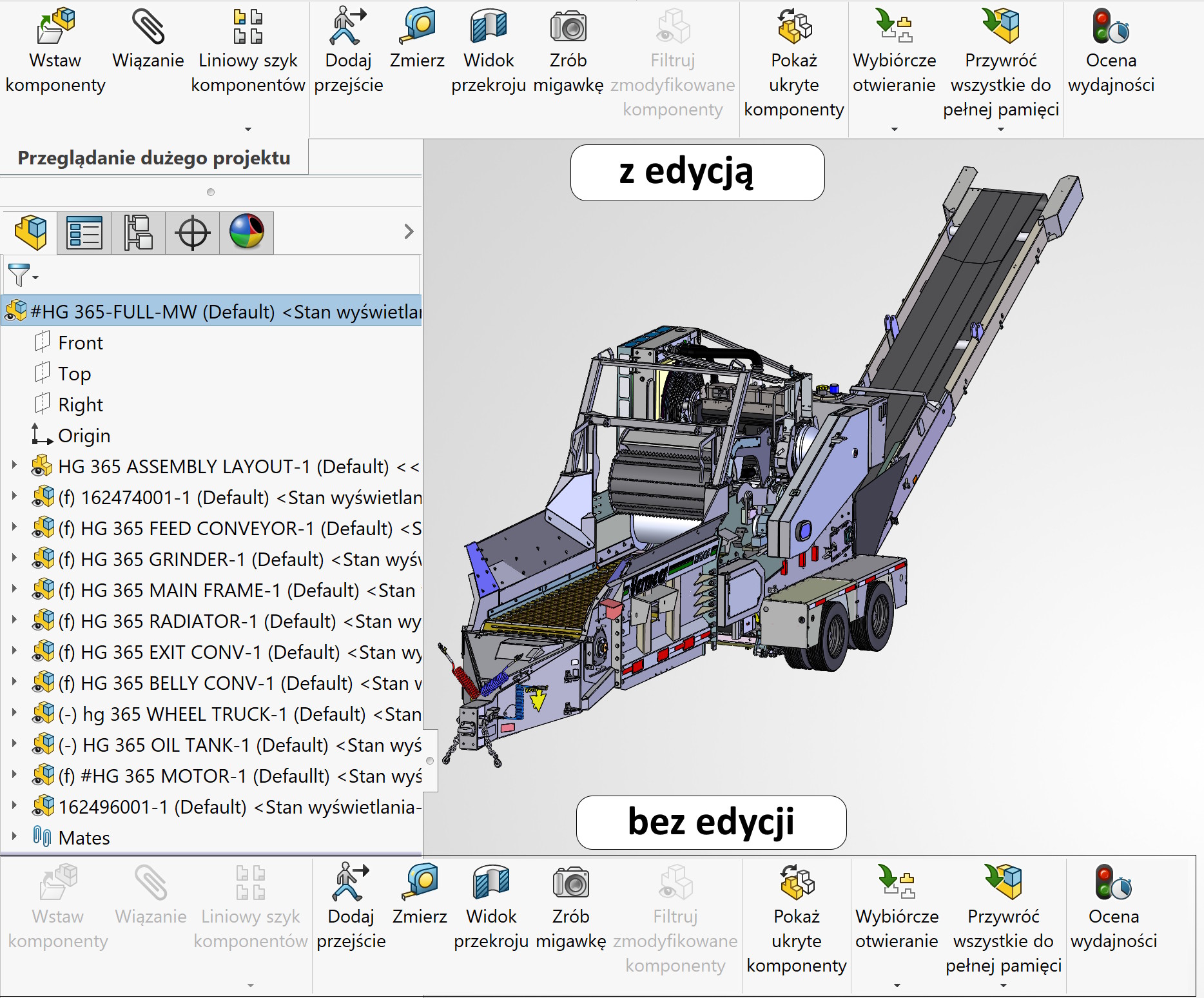 otwieranie dużych złożeń