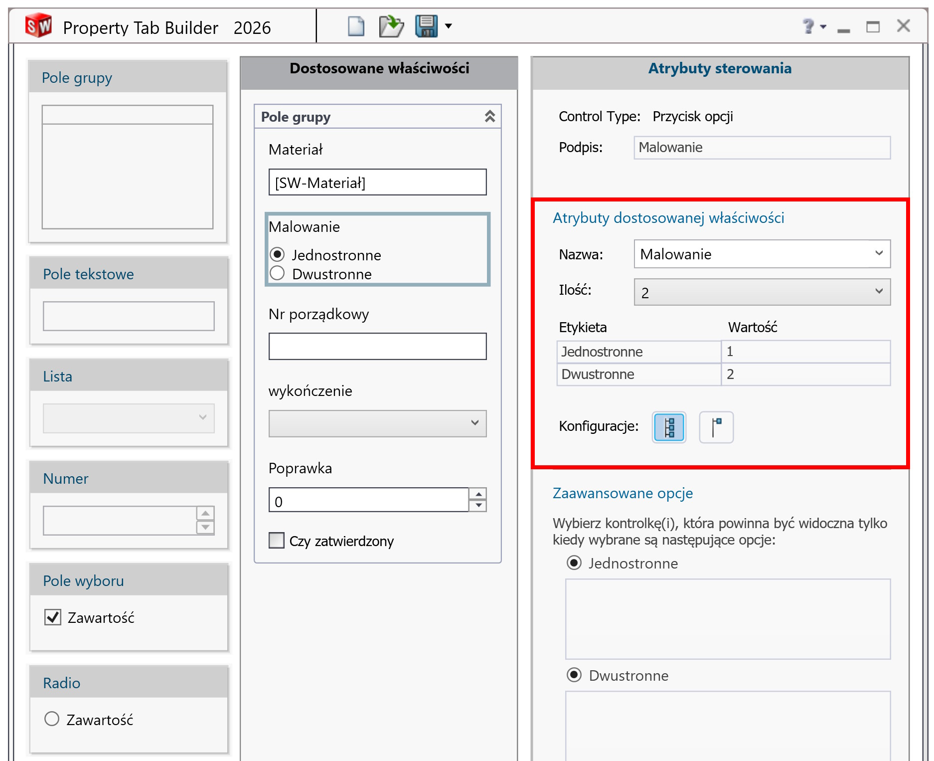 powierzchnia malowania w solidworks