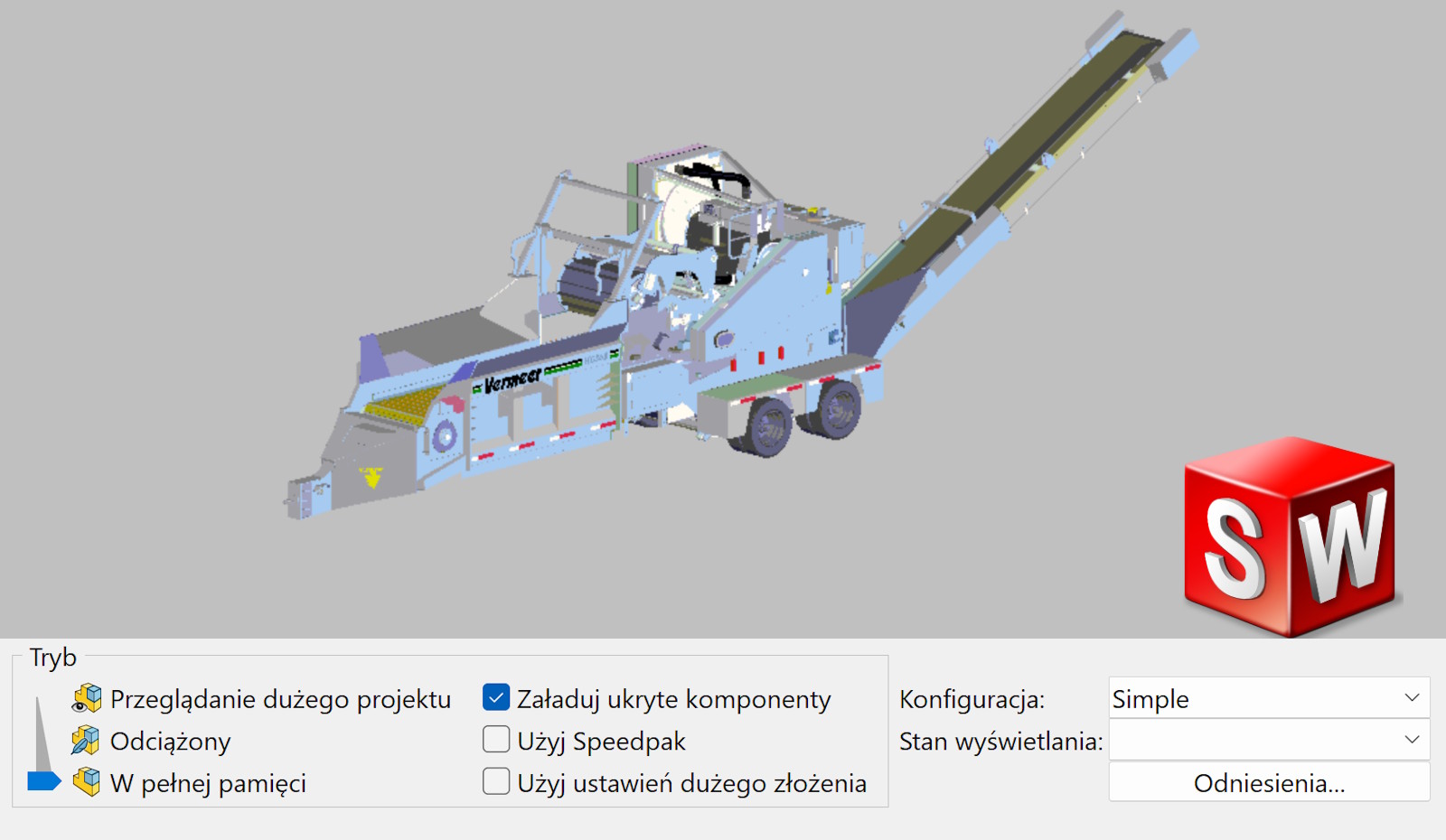 Opcje otwierania dużych złożeń w SOLIDWORKS — które wybrać, aby pracować szybciej?